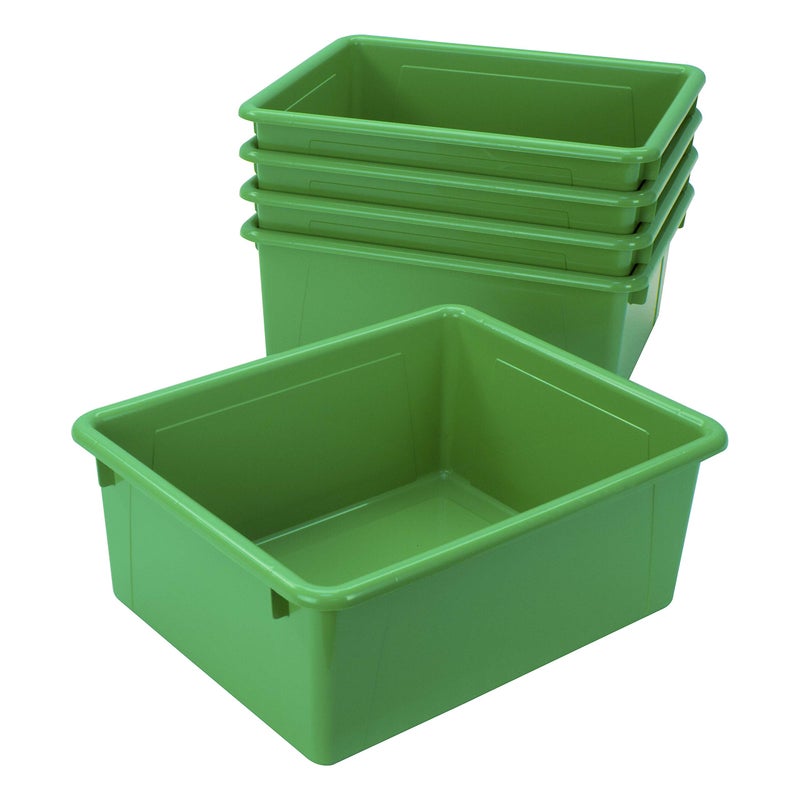 Storex Letter Size Deep Storage Tray â€“ Organizer Bin for Classroom, Office and Home, Green, 5-Pack (62527U05C) , 10 x 13 x 5 Inches - Image 3